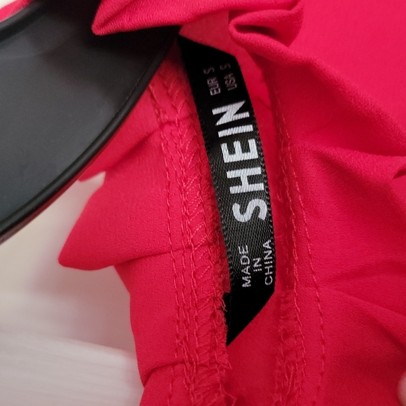 Shein S Red Lace Sleeve Blouse - Picture 2 of 3